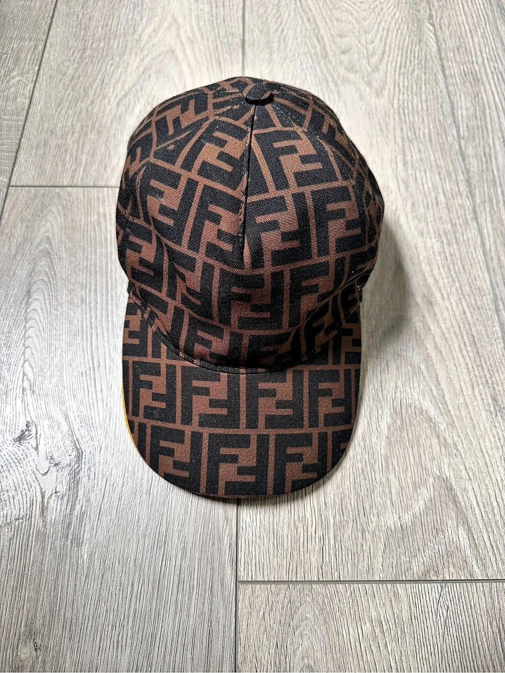 Fendi FF Zucca Print Baseball Cap Monogram Baseball Cap in Brown & Black